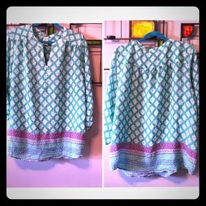 SOLD-Flowy Teal, Mauve & Purple Tunic